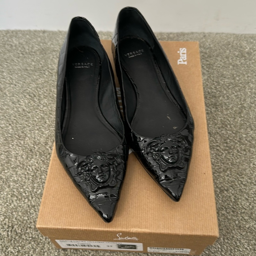 Versace Ballet Flats - gently used - black leather size 36
